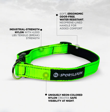 SportLeash Neoprene Dog Collar Annotated