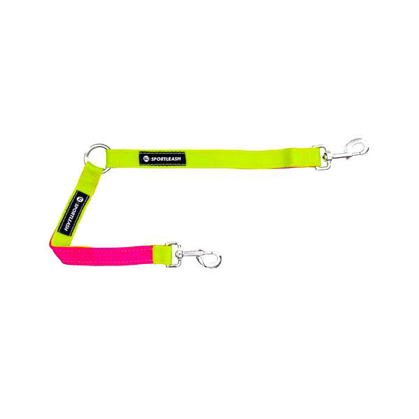 Dog Leash Coupler Splitter - Neon Yellow Neon Pink SportLeash